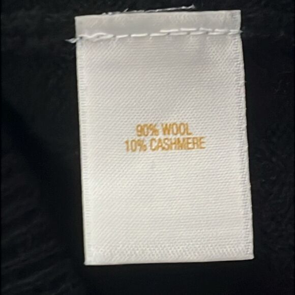 Kate Spade Live Colorfully Black Embellished Neck short Wool Cashmere Blend SZ L - Picture 7 of 7